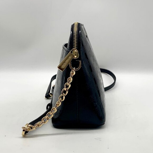 Michael Kors Black Cindy Patent Leather Large Dome Crossbody Bag - Picture 4 of 11